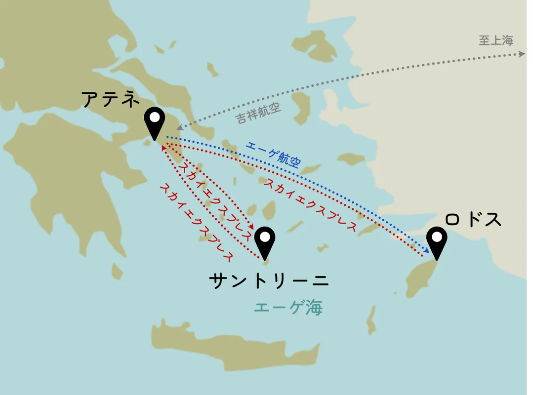 ギリシャ旅行移動図