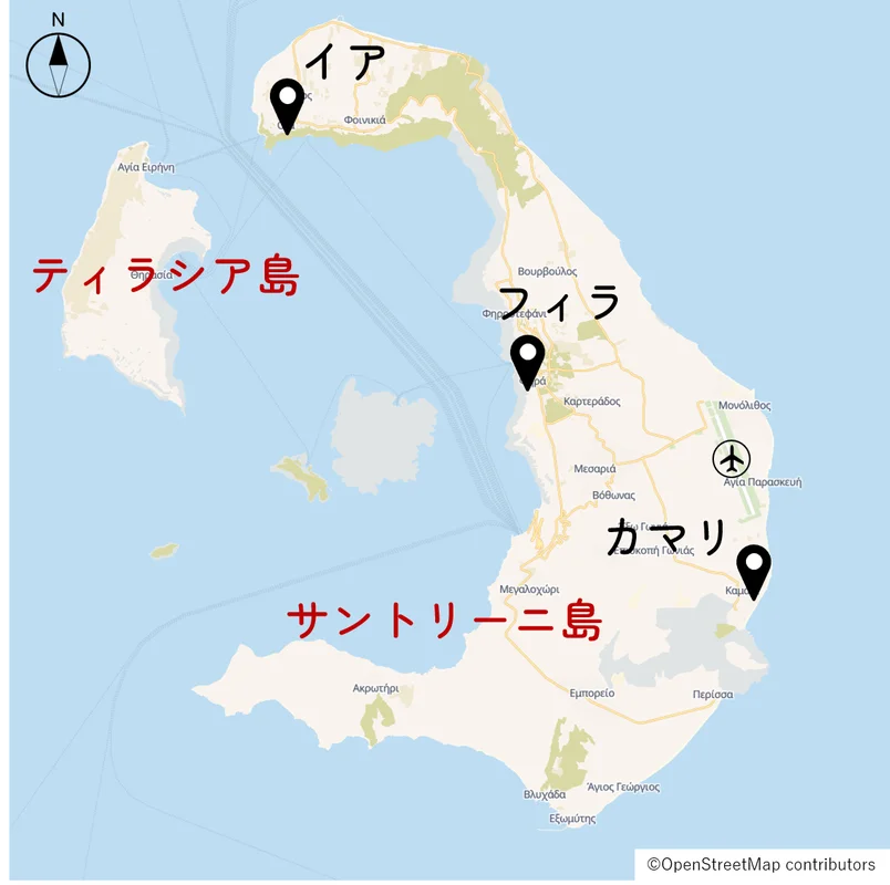 サントリーニ諸島の地図