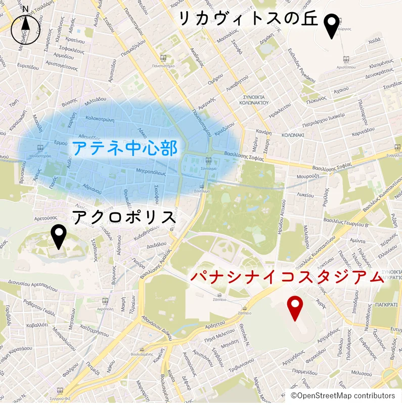 パナシナイコスタジアムの場所