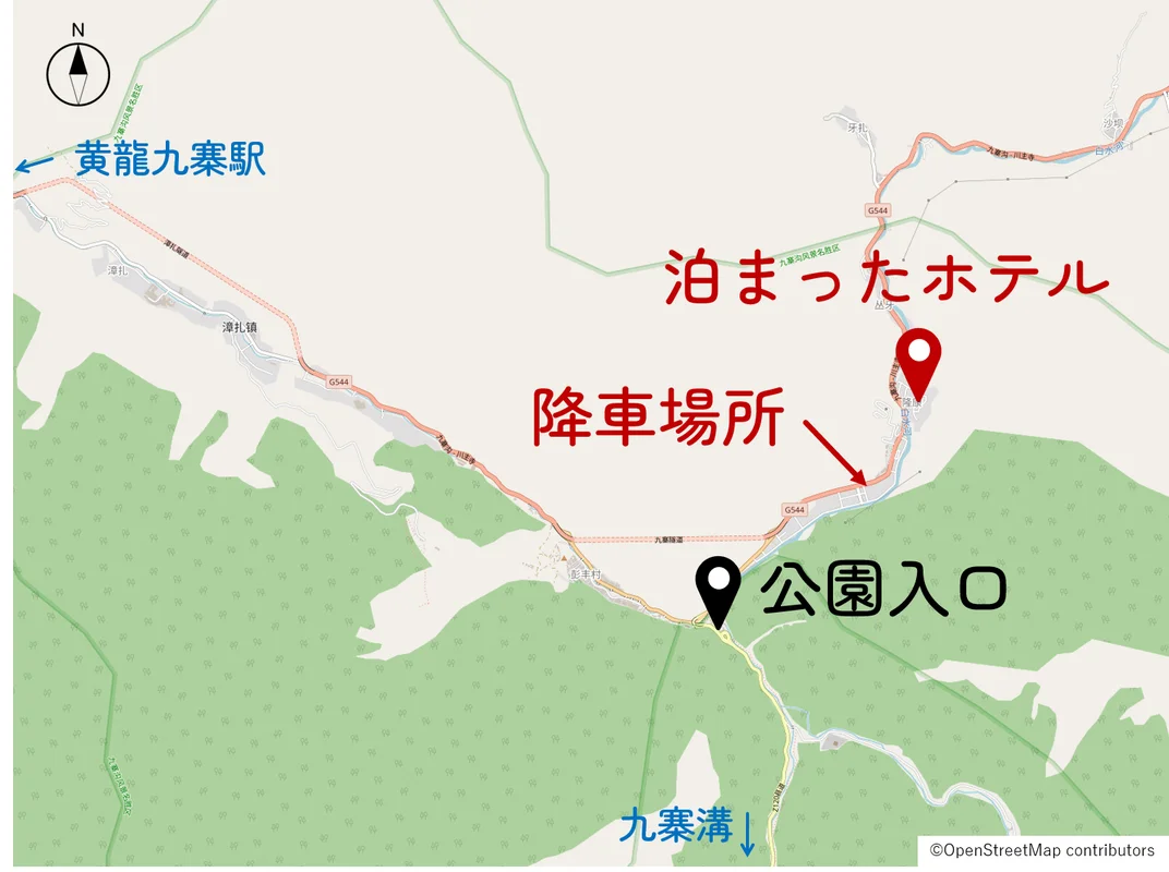 泊まったホテルの位置図