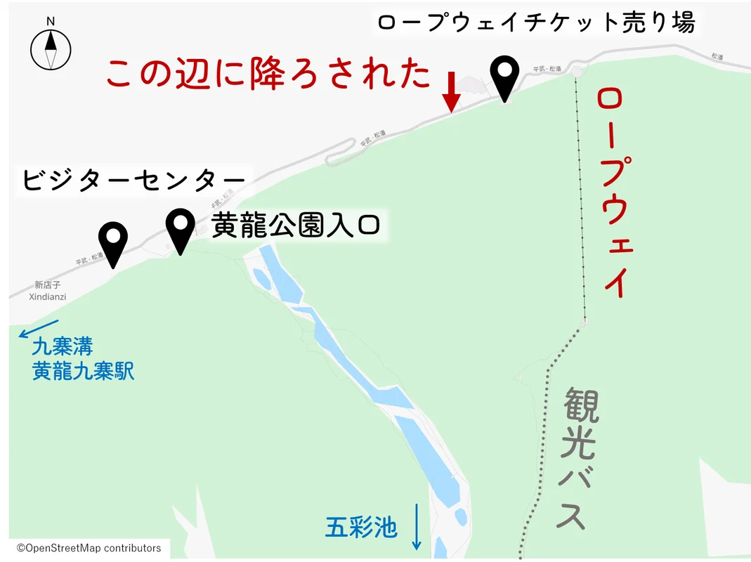 ロープウェイの位置図