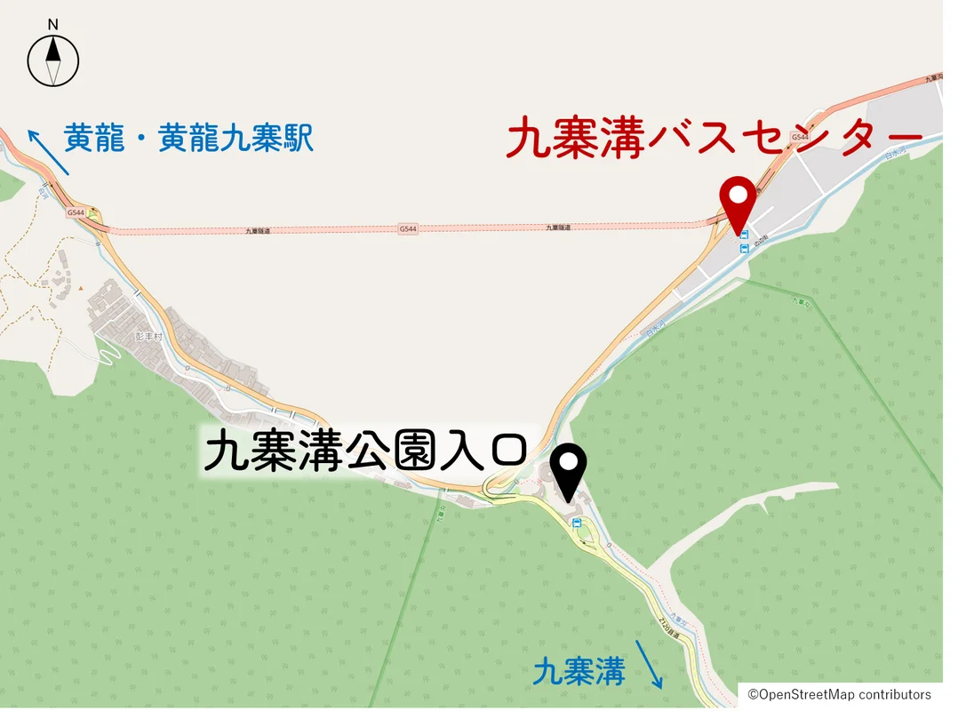 九寨溝バスセンターの位置図