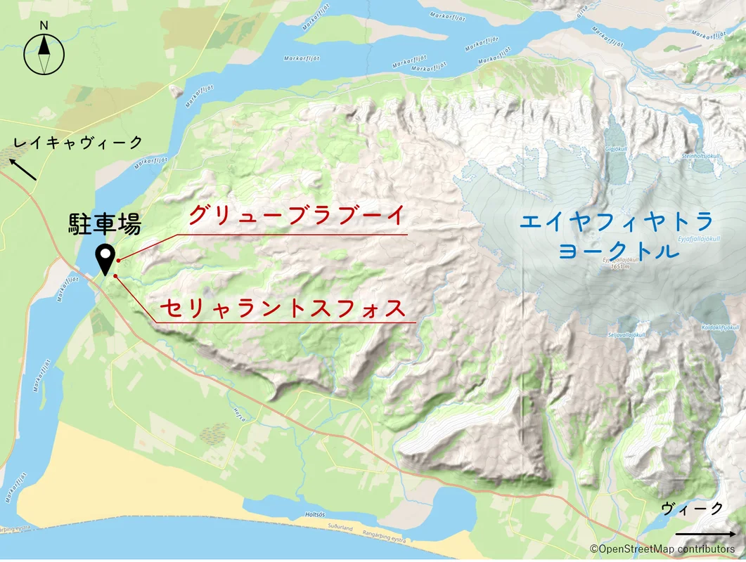 セリャラントスフォス周辺図