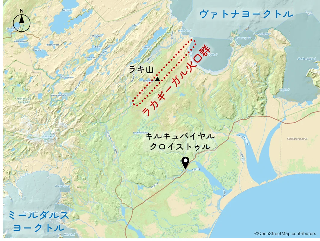 ラカギーガル火口群の位置図