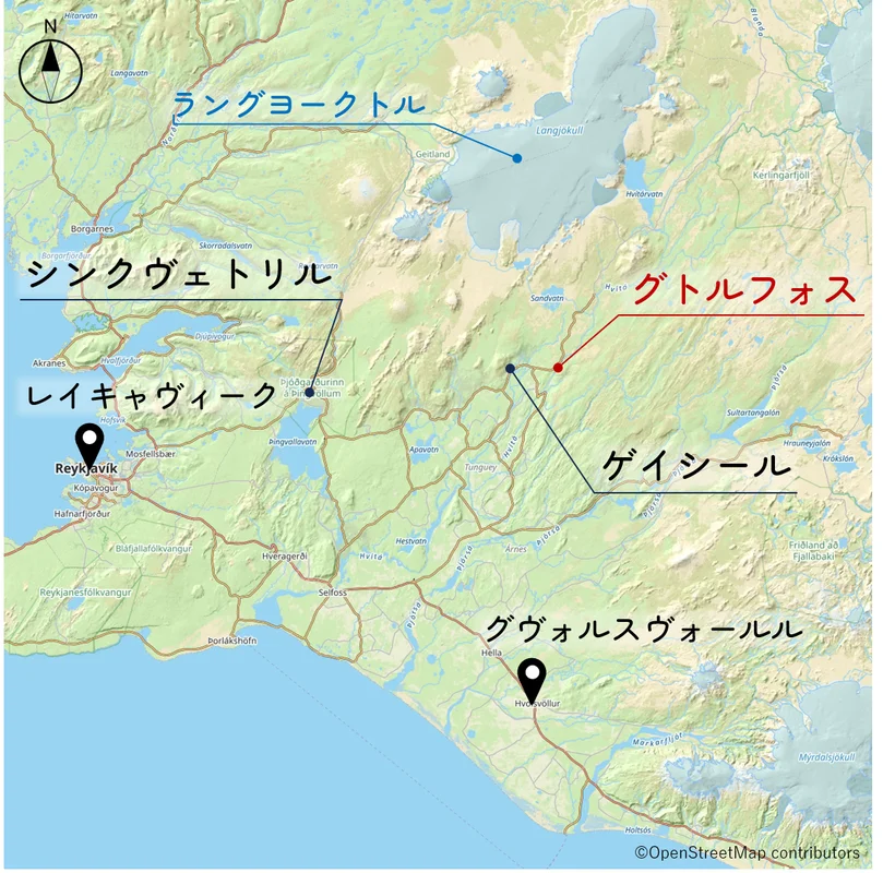グトルフォスの位置図