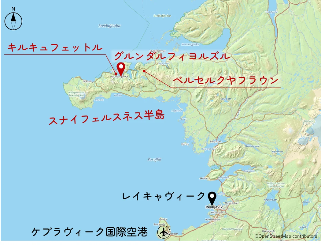 スナイフェルスネス半島の位置図