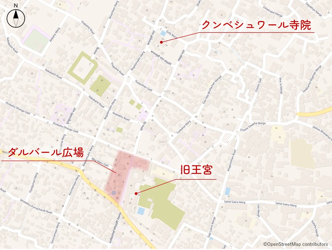 パタン・ダルバール広場周辺図