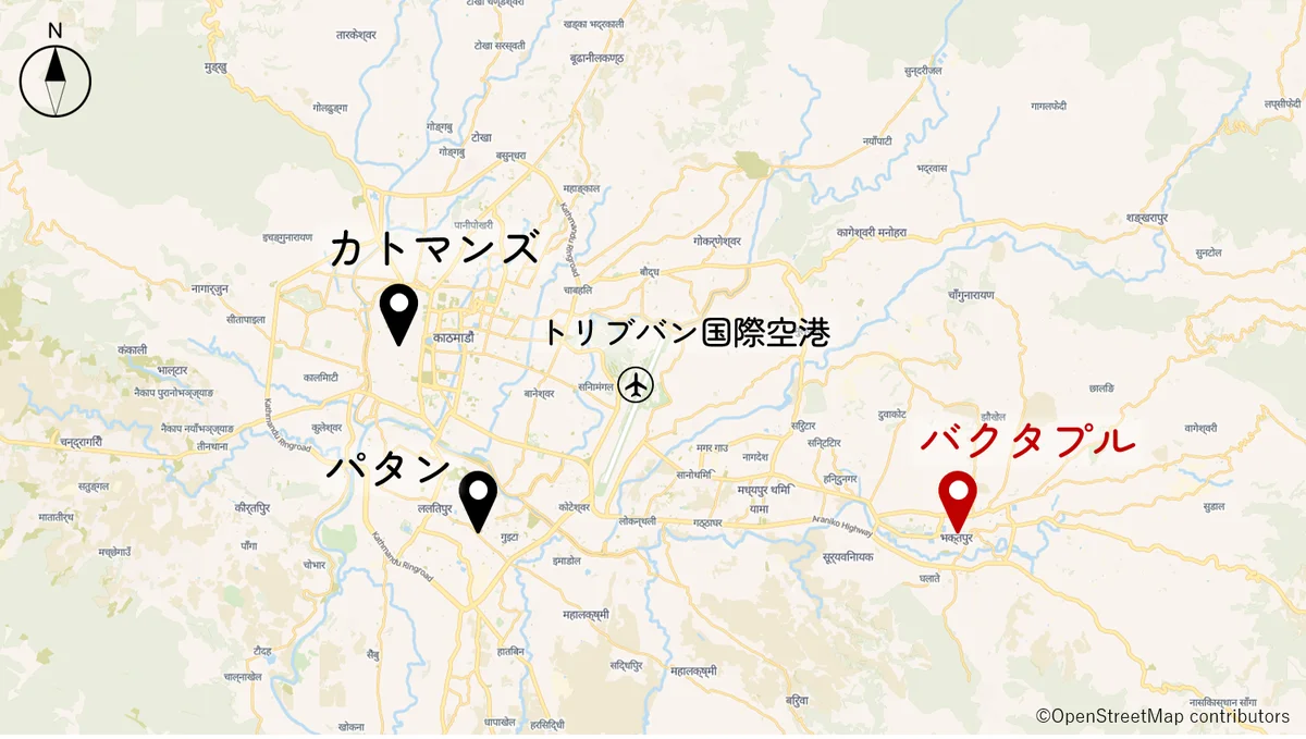 バクタプルの位置図