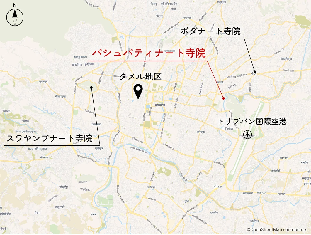 パシュパティナート寺院の位置図