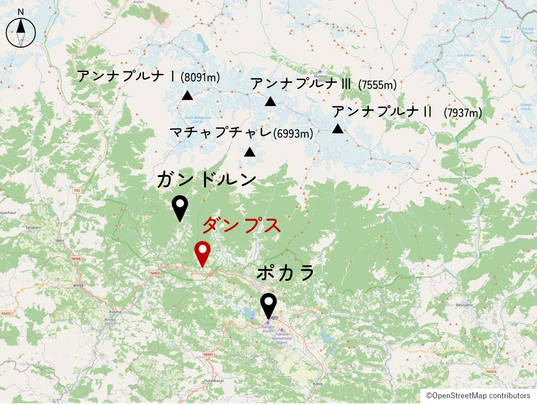ダンプスとアンナプルナの位置図