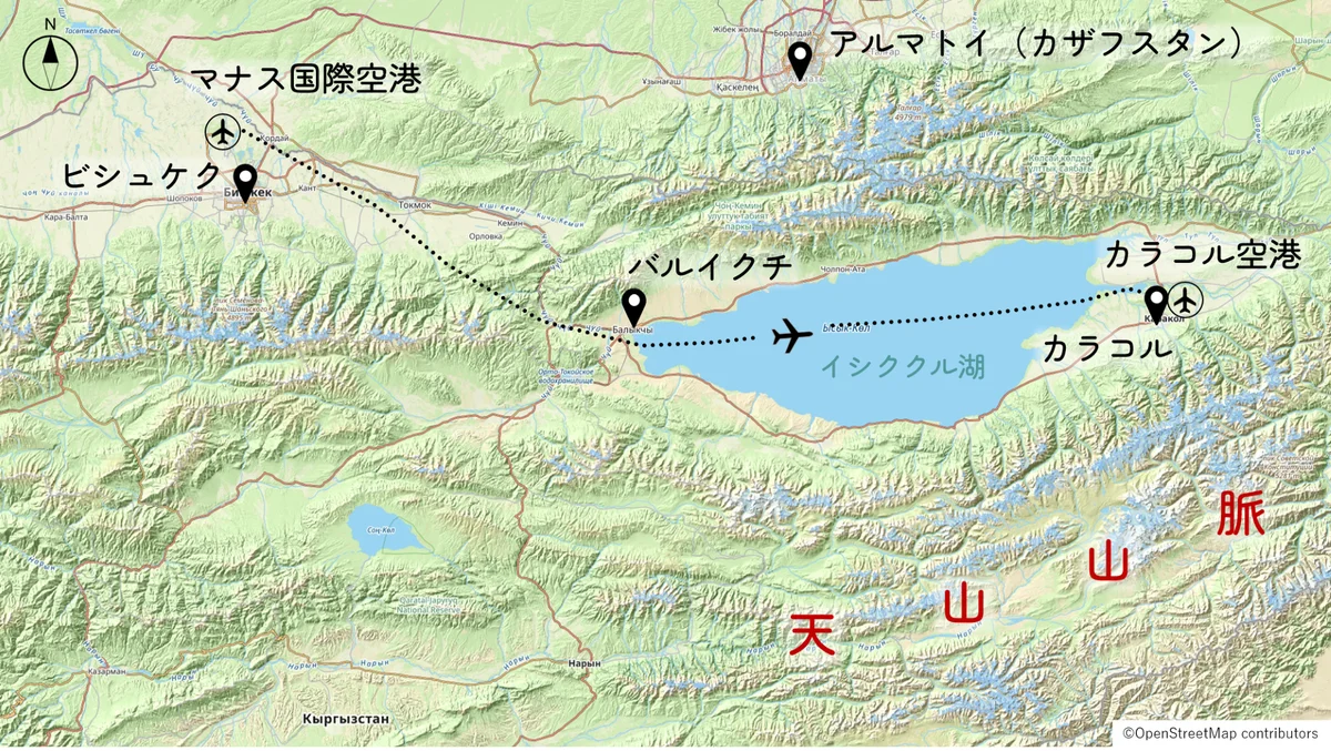 キルギスの地形図