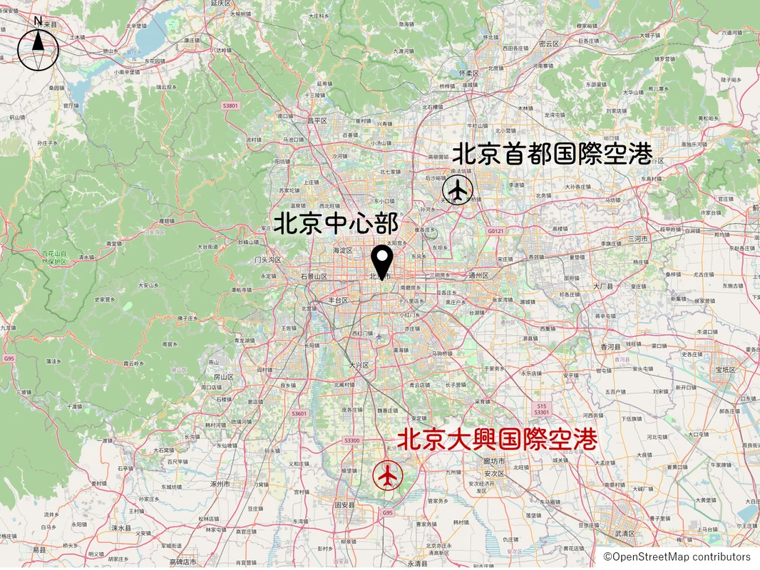 北京大興国際空港の位置図