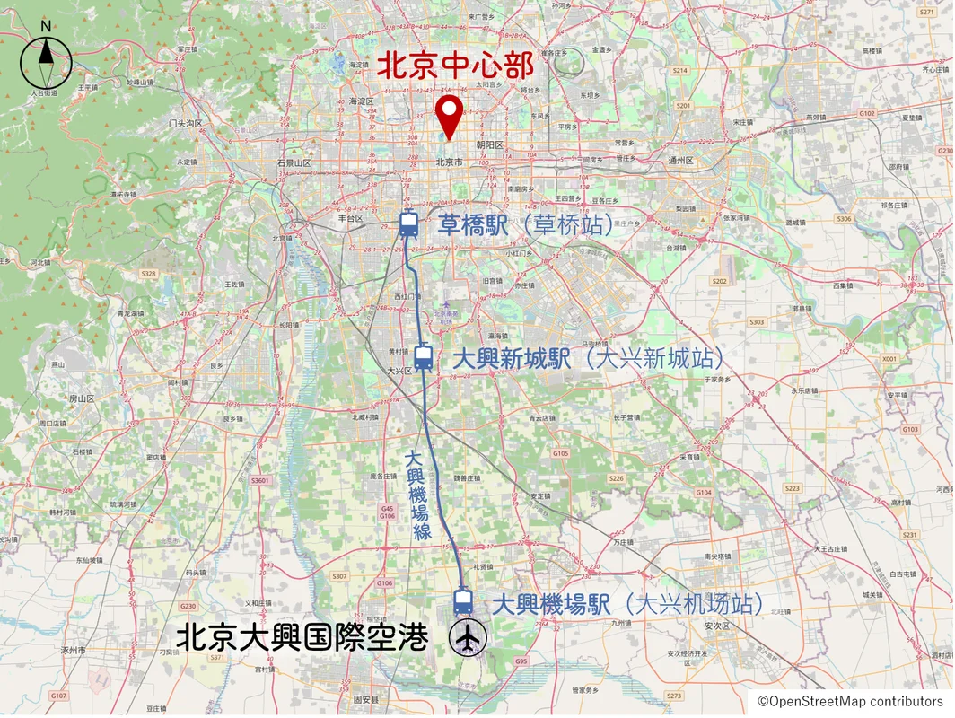 大興機場線の路線図