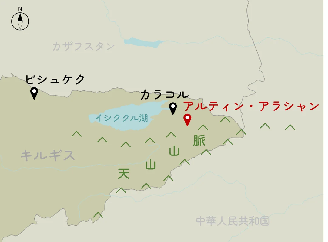 キルギス東部の地図