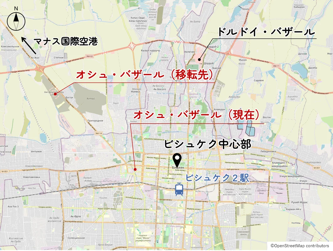 オシュ・バザールの位置図