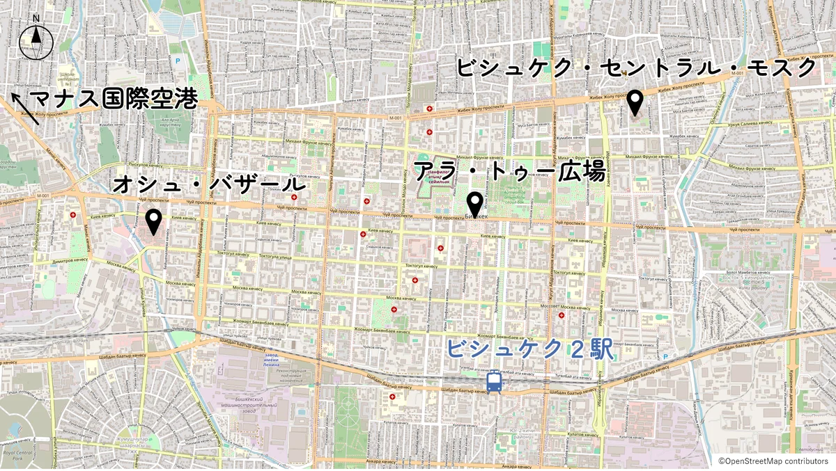 ビシュケクの地図
