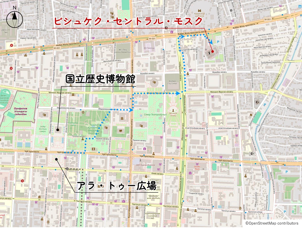 ビシュケク・セントラル・モスクの位置図